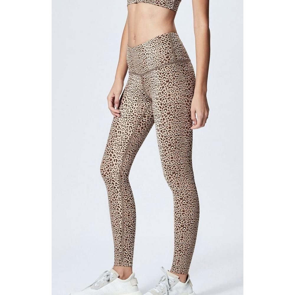 VARLEY Yoga Leggings Sz S Cheetah Leopard Tan Brown High Rise Active Glam NWOT